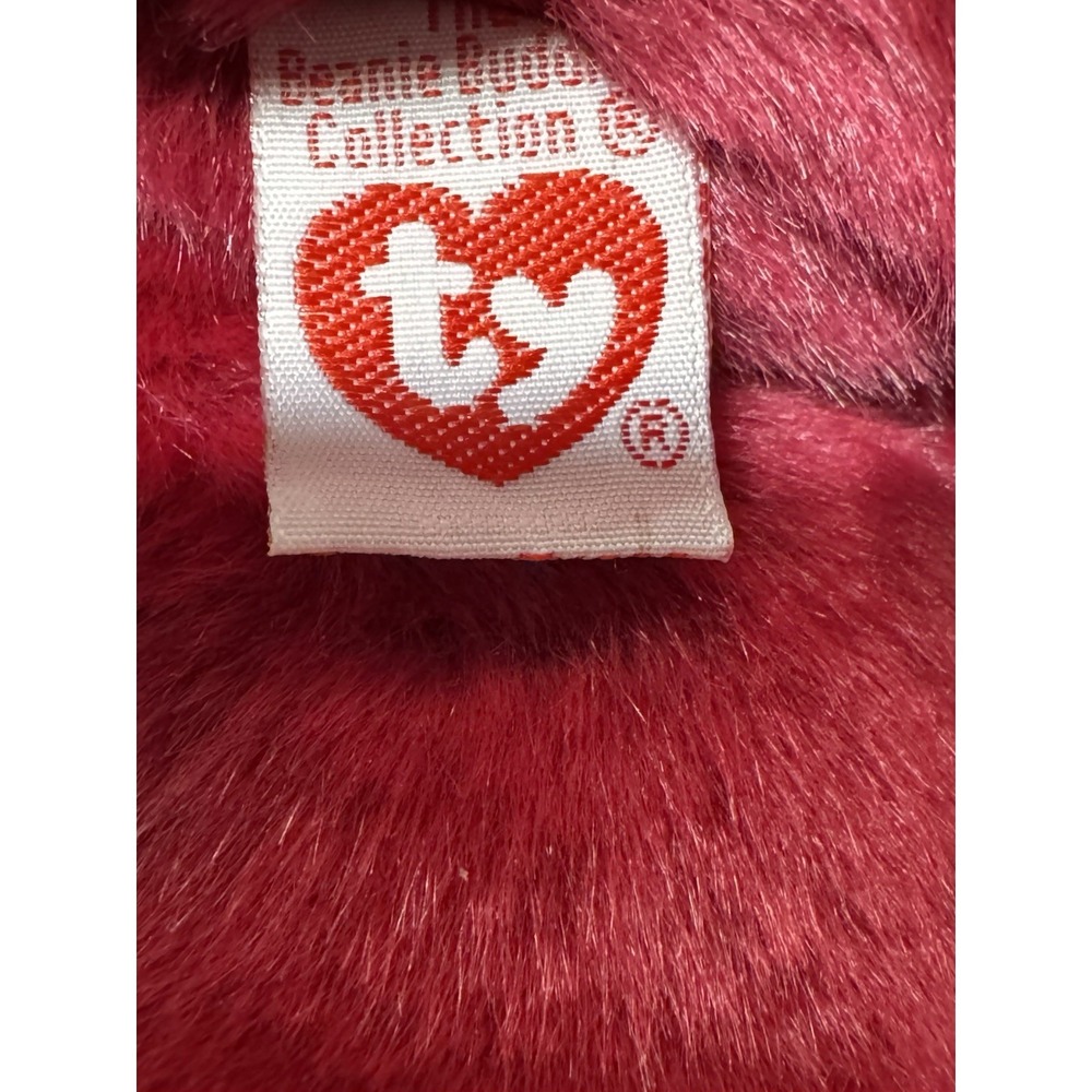 1998 Ty Beanie Buddy Teddy Cranberry Bear 14" PE Pellets Plush Korea w/ Tag - Picture 6 of 8